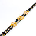 Graceful Alternating 22k Gold CZ Black Bead Bracelet