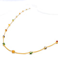 Colored Meenakari 22k Gold Long Handmade Chain - 26"