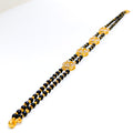 Charming Halo 22k Gold Black Bead CZ Bracelet