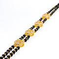 Charming Halo 22k Gold Black Bead CZ Bracelet