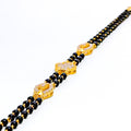 Marquise Adorned 22k Gold Black Bead CZ Bracelet