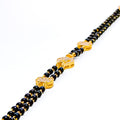 Dapper Dual Chain 22k Gold Black Bead CZ Bracelet