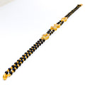 Elegant Bow 22k Gold Black Bead CZ Bracelet