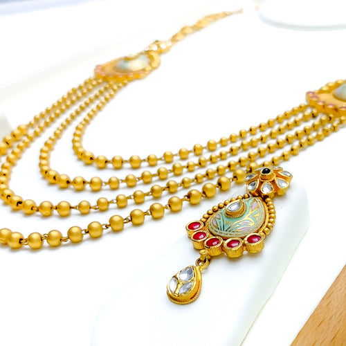 Distinct Drop 22k Gold Layered Necklace Set 