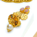 Palatial Paisley Adorned 22k Gold Floral Necklace Set 