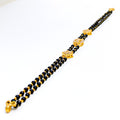 Dazzling Diamond Shaped 22k Gold CZ Black Bead Bracelet