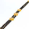 Dazzling Diamond Shaped 22k Gold CZ Black Bead Bracelet