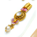 Magnificent Floral Pearl Drop 22k Gold Necklace Set 