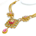 Extravagant Fancy 22k Gold Floral Necklace Set 