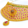 Vibrant Floral Kundan 22k Gold Choker Necklace 