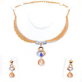 Sparkling CZ Hanging Rose Gold 18k Gold Necklace Set