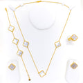 Sophisticated 5-Piece 21k Gold Clover Necklace Set 