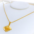 Opulent Eclectic 22k Gold Square Necklace 