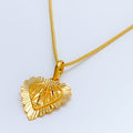 Faceted Charming 22k Gold Heart Necklace 