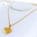 Faceted Charming 22k Gold Heart Necklace 