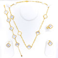 Graceful Floral 5-Piece 21k Gold Clover Necklace Set 