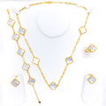 Chic Paperclip 5-Piece Clover 21k Gold Necklace Set