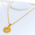 Regal Gleaming 22k Gold Peacock Necklace 