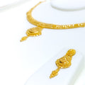 Classic Floral Beaded 22k Gold Necklace Set 