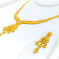 Fascinating Checkered Drop 22k Gold Necklace Set 