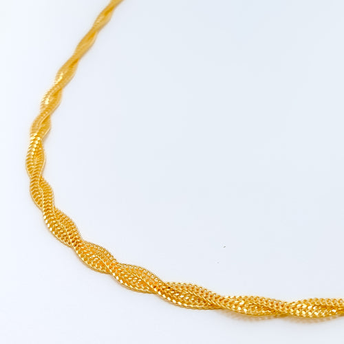 Medium Braided Flat 22K Gold Chain