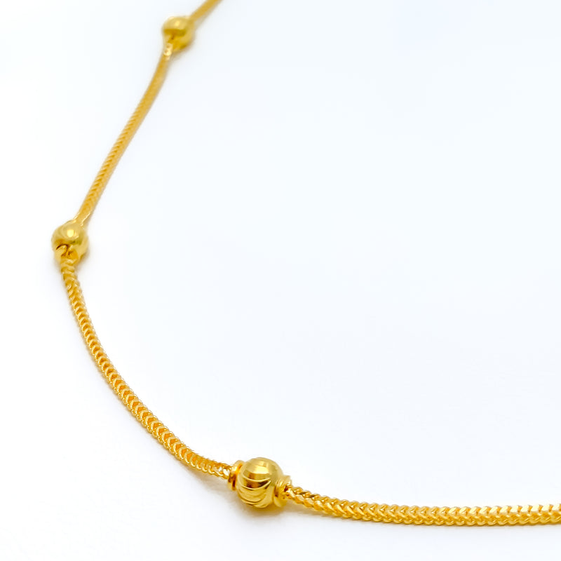 Striped Wavy Orb 22K Gold Chain