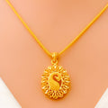 Imperial Peacock 22k Gold Oval Necklace