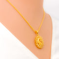 Imperial Peacock 22k Gold Oval Necklace