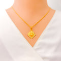 Opulent Eclectic 22k Gold Square Necklace