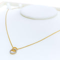 Shiny Interlinked Halo Diamond + 18k Gold Necklace