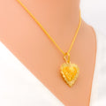 Faceted Charming 22k Gold Heart Necklace