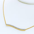 Modern Shimmering Wave Diamond + 18k Gold Necklace 