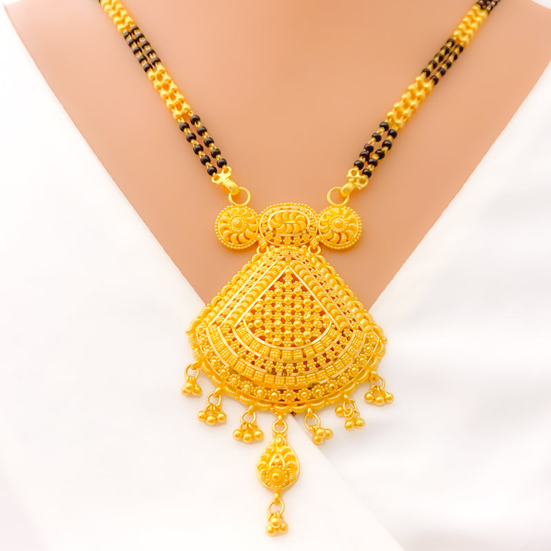 Traditional Sculptural 22k Gold Tasseled Mangal Sutra