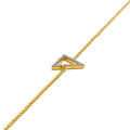 Trendy Triangular-Shaped Diamond + 18k Gold Bracelet 