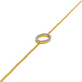 Ornate Oval-Shaped Diamond + 18k Gold Bracelet 