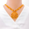 Intricate Filigree Work Antique 22k Gold Laxmi Necklace