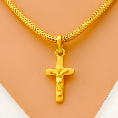 Delicate Dainty 22k Gold Cross Pendant