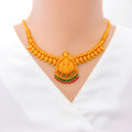 Antique Paisley Accented 22k Gold Laxmi Necklace