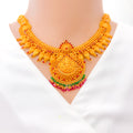 Extravagant Dangling Beaded Antique 22k Gold Laxmi Necklace