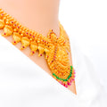 Extravagant Dangling Beaded Antique 22k Gold Laxmi Necklace