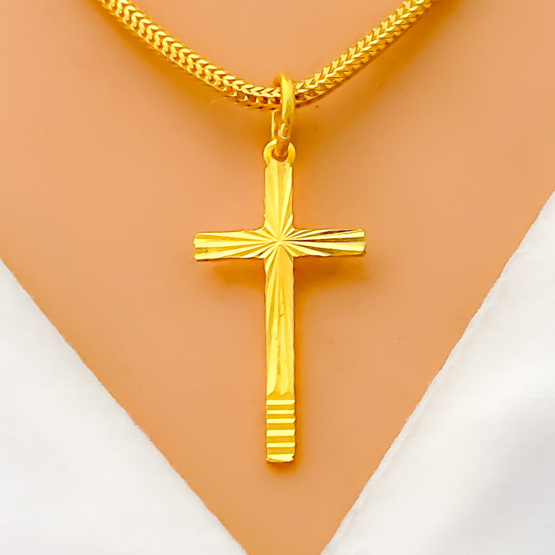 Dazzling Petite 22k Gold Cross Pendant