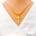 Dazzling Petite 22k Gold Cross Pendant