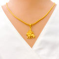 Intricate Graceful 22k Gold Durga Ma Pendant