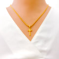 Sophisticated Smooth 22k Gold Cross Pendant
