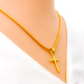 Sophisticated Smooth 22k Gold Cross Pendant