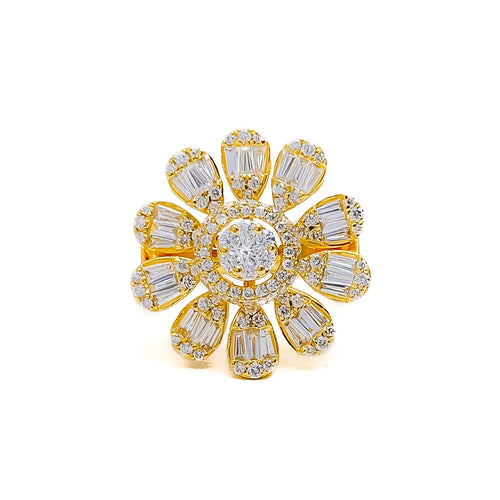 Captivating Floral 18K Gold + Diamond Statement Ring