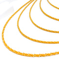 Slender Fancy Braided Rope 22K Gold Chain - 22"