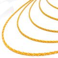 Slender Fancy Braided Rope 22K Gold Chain - 20"