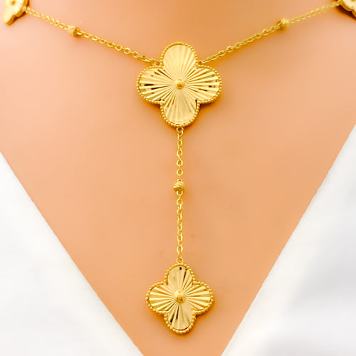 fancy-large-gold-clover-drop-21k-necklace-setfancy-large-gold-clover-drop-21k-necklace-set
