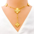 fancy-large-gold-clover-drop-21k-necklace-setfancy-large-gold-clover-drop-21k-necklace-set